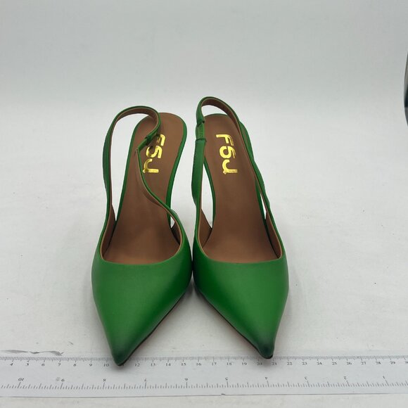 FSJ Green Pointed Toe Pumps Chic Slingback High Heels Slip on Ladies Dress Shoes